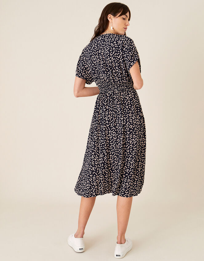 Spot Print Midi Dress, Blue (NAVY), large