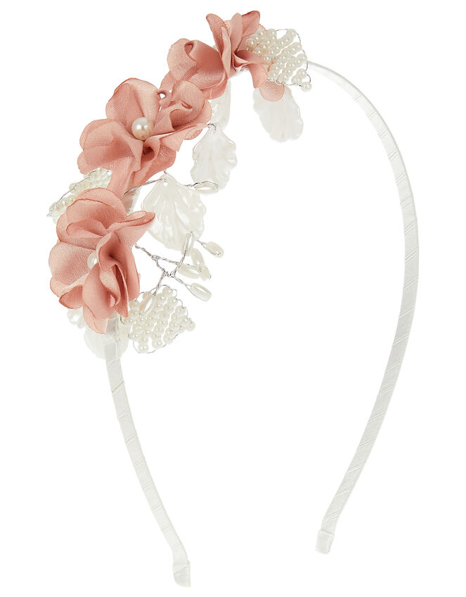 Pearl and Flower Headband, , large