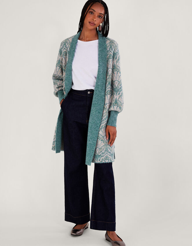 Jacquard Coatigan, Green (GREEN), large