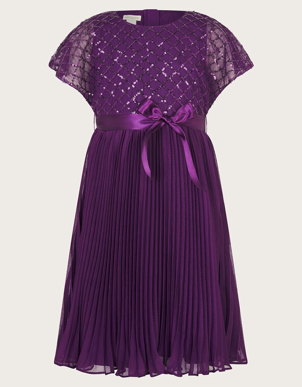 Keita Cape Sequin Pleated Dress, Purple (PURPLE), large