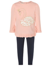 Baby Swan Sweatshirt and Leggings Set, Pink (PINK), large