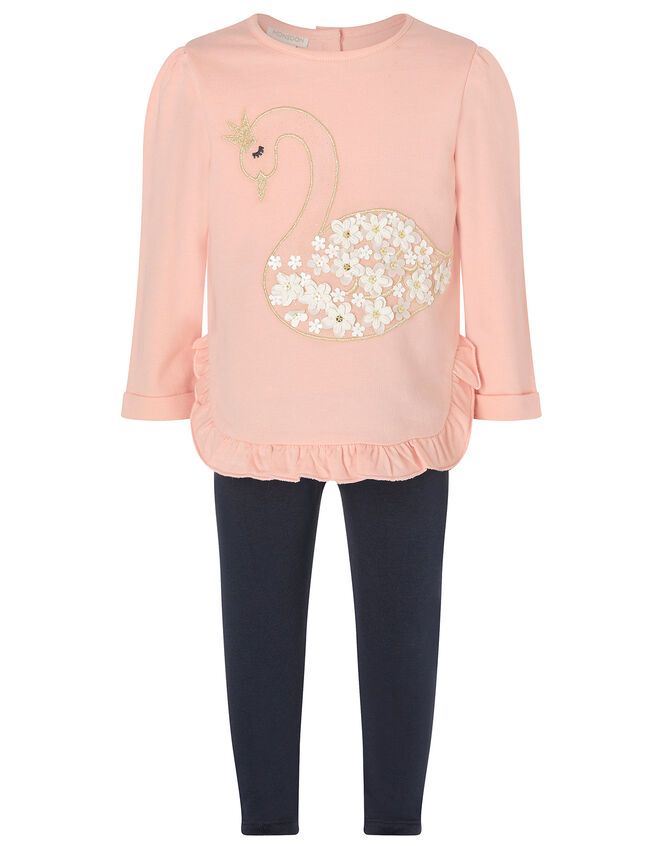 Baby Swan Sweatshirt and Leggings Set, Pink (PINK), large