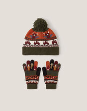 Dragon Beanie Hat & Gloves Set, Green (GREEN), large