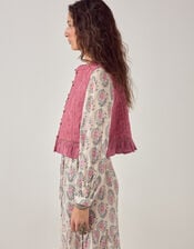 Maison Hotel Mia Floral Quilted Waistcoat, Pink (PINK), large