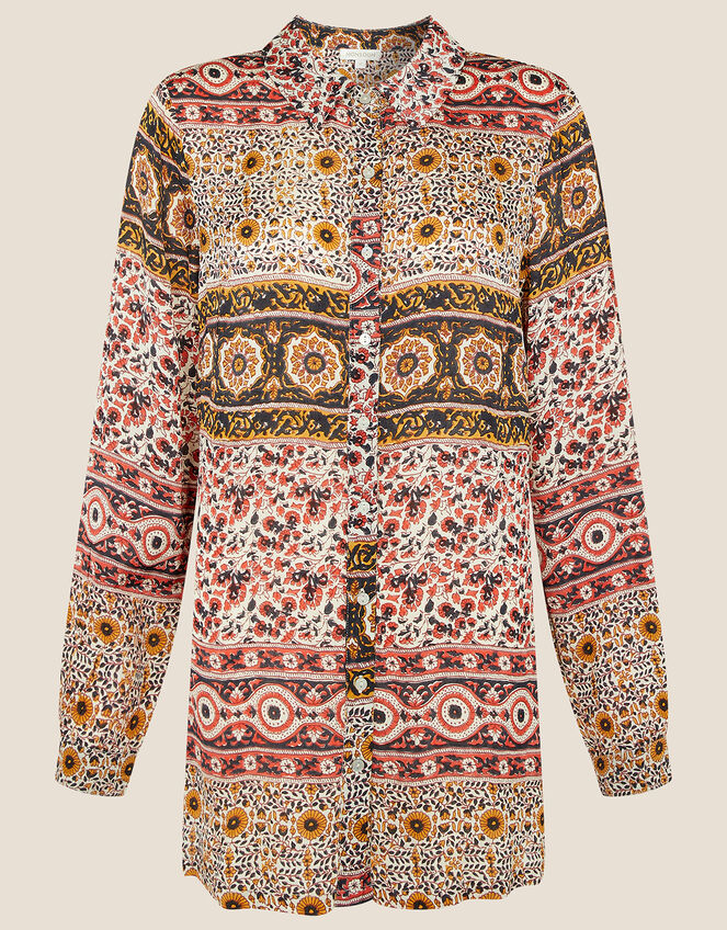 Skylar Patch Print Blouse, Natural (NATURAL), large