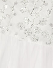 Bella Sequin Flower Communion Dress, White (WHITE), large