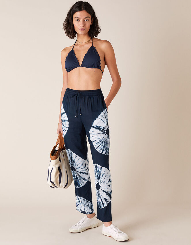 Tie-Dye Wide Leg Trousers in LENZING™ ECOVERO™, Blue (NAVY), large