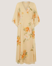 Sukhi Sunflower Midi Wrap Dress, Yellow (YELLOW), large