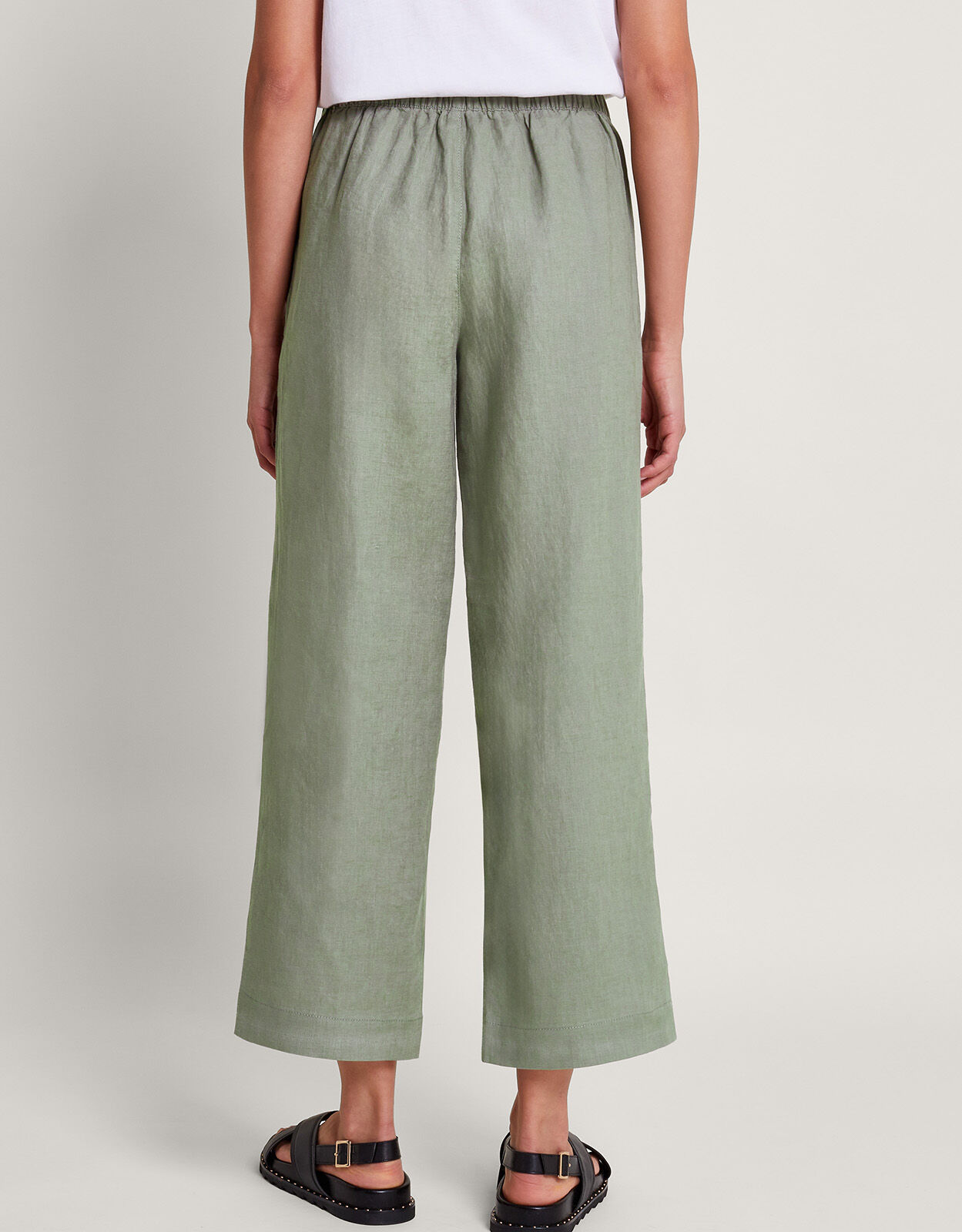 Parker Linen Crop Trousers Green Trousers Leggings Monsoon