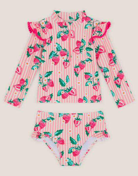 Baby Strawberry Print UPF50+ Swim Set, Pink (PINK), large