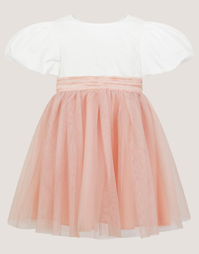 Baby Puff Sleeve Sateen Tulle Party Dress, Pink (PINK), large