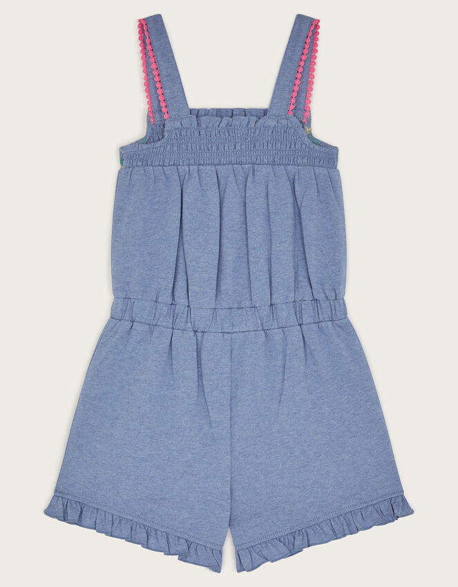 Embroidered Jersey Playsuit, Blue (BLUE), large