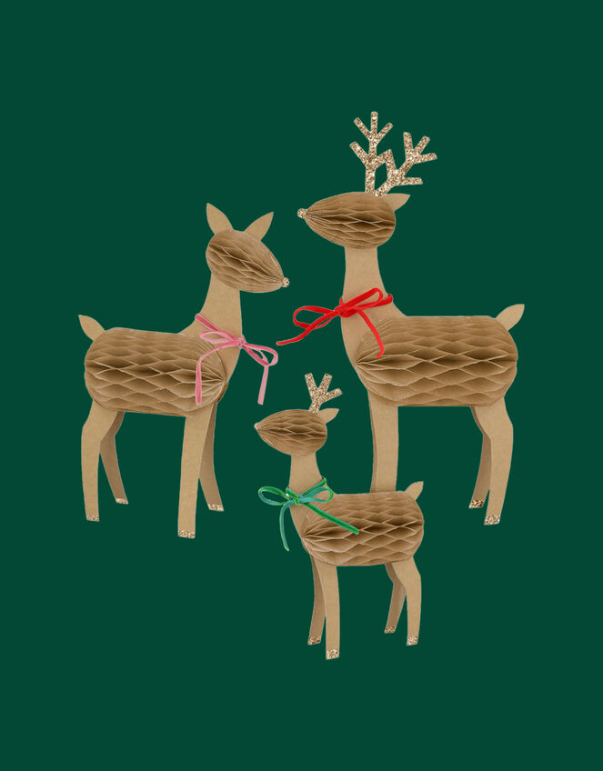 Meri Meri Honeycomb Reindeer Decorations Set of Three, , large
