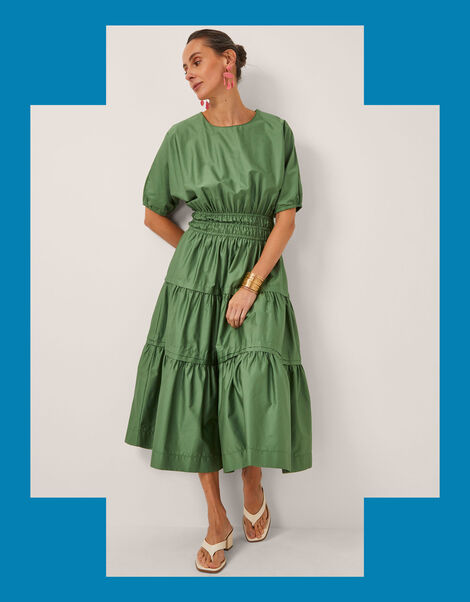 Devotion Twins Geraros Tiered Midi Dress, Green (GREEN), large