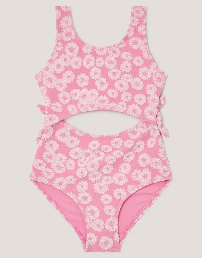 Floral Jacquard Cut-Out Swimsuit, Pink (PINK), large