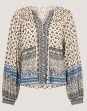 Avery Stripe Blouse, Blue (PALE BLUE), large