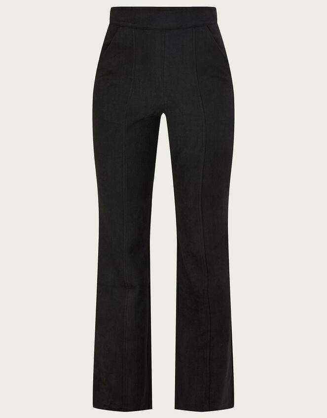 Suedette Wide Leg Trousers, Black (BLACK), large