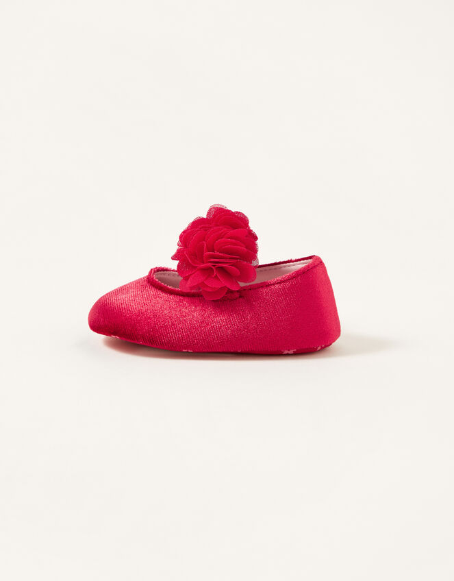Corsage Velvet Booties, Red (RED), large