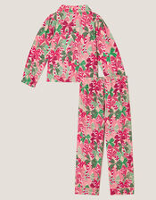 Christmas Bow Print Long Pyjamas Set, Pink (PINK), large