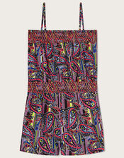 Paisley Shirred Playsuit in Recycled Polyester, Multi (MULTI), large