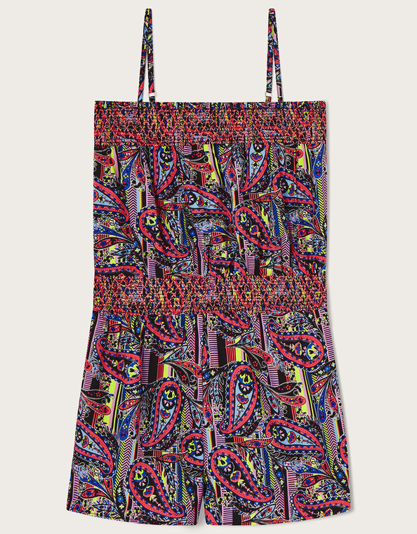 Paisley Shirred Playsuit in Recycled Polyester, Multi (MULTI), large