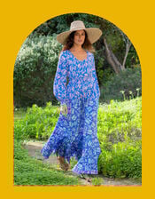 La Galeria Elefante Jodie Flamenco Maxi Dress, Blue (BLUE), large