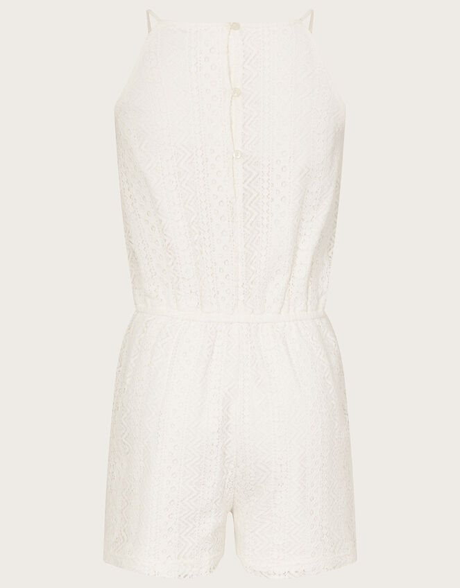 Lace Halter Neck Playsuit, Ivory (IVORY), large