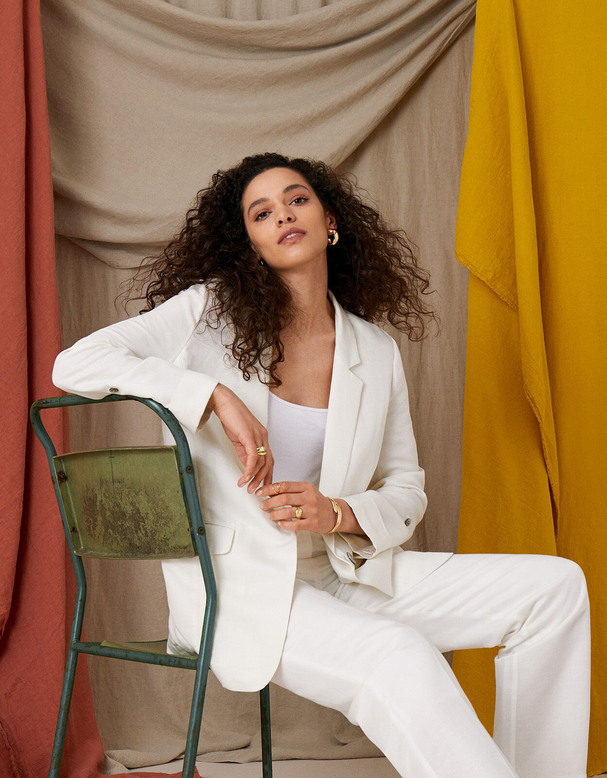 Smart Longline Blazer in Linen Blend Ivory Women s Jackets Monsoon Global