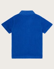 Towelling Polo T-Shirt, Blue (BLUE), large