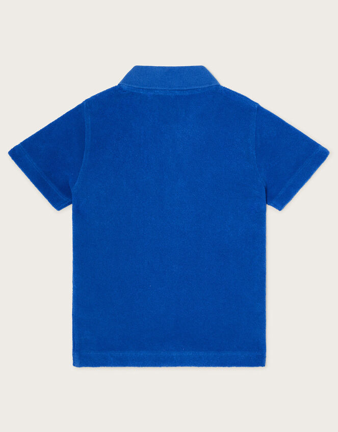 Towelling Polo T-Shirt, Blue (BLUE), large