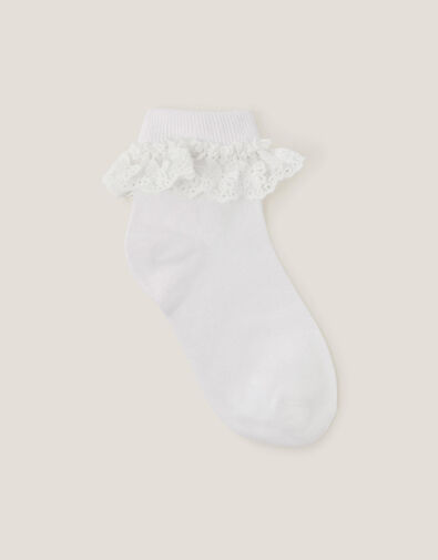 Flower Lace Socks, White (WHITE), large