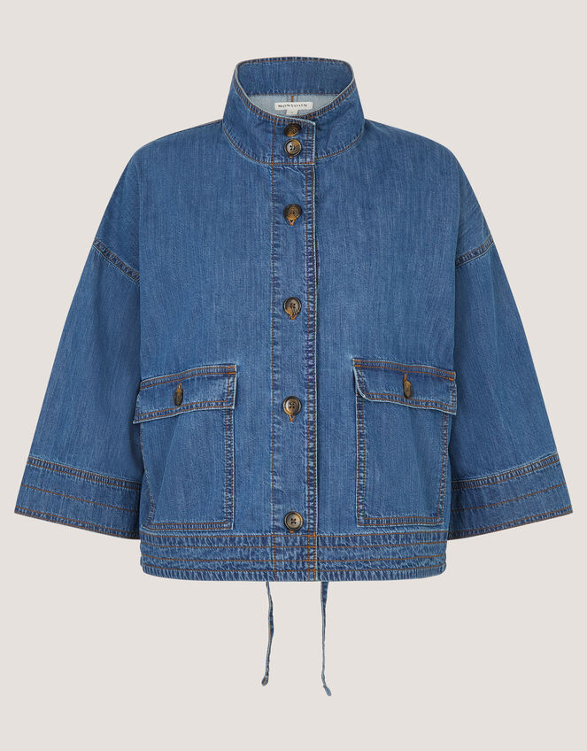 Gwen Funnel Neck Denim Jacket, Blue (DENIM BLUE), large
