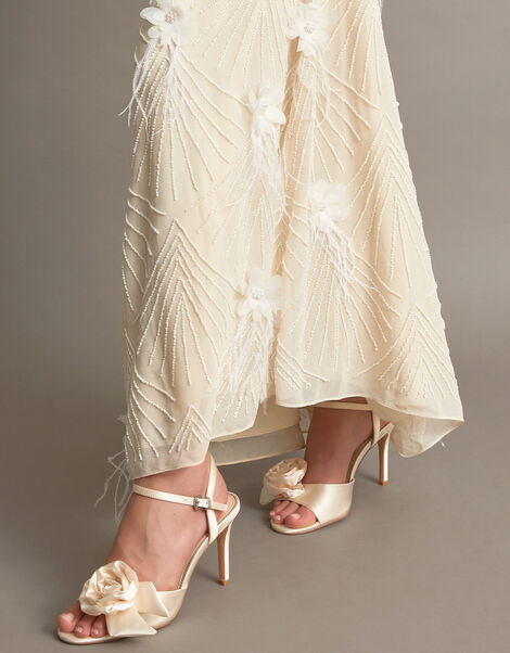 Satin Corsage Stilettos , Ivory (IVORY), large