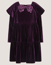 Verna Velvet Tiered Party Dress, Purple (PURPLE), large