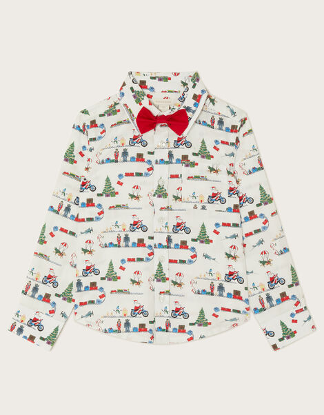 Christmas Bow Tie Shirt, Ivory (IVORY), large