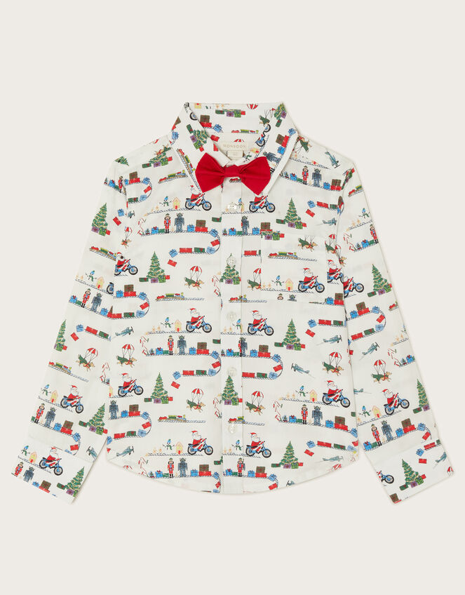 Christmas Bow Tie Shirt, Ivory (IVORY), large