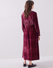 East Jude Print Velvet Midi Dress, Red (BERRY), large