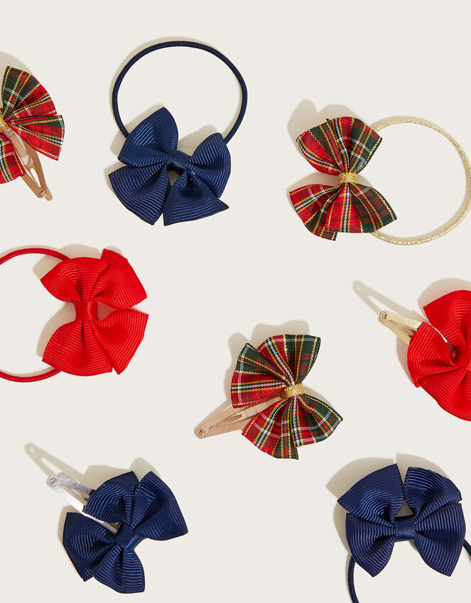 School Tartan Bow Hair Set, , large