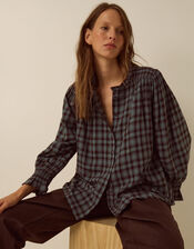 Ruby Check Blouse, Blue (BLUE), large