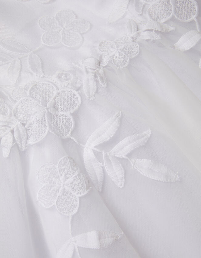 Sienna Floral Embroidered Long Sleeve Dress, White (WHITE), large