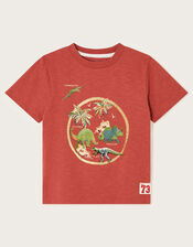 Dinosaur Graphic Cotton T-Shirt, Red (RED), large