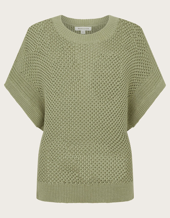 Sia Short Sleeve Sweater, Green (KHAKI), large