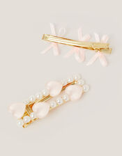 2-Pack Pearl Heart Hair Clips, , large