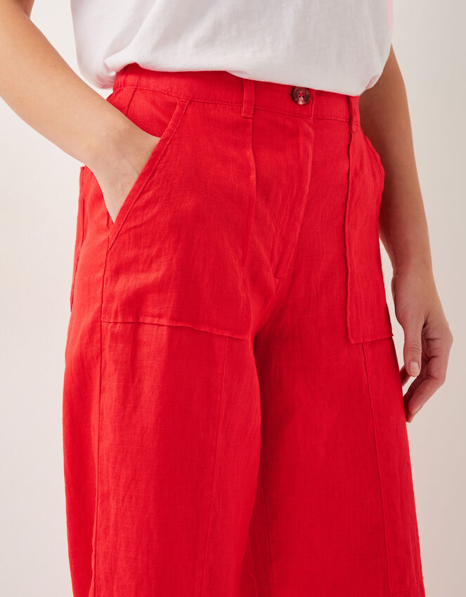 Jolie Regular Linen Wide Leg Trousers, Orange (CORAL), large