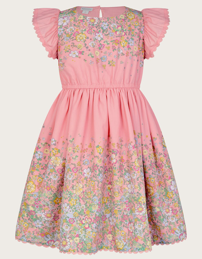 Floral Frill Sleeve Dress, Pink (PINK), large