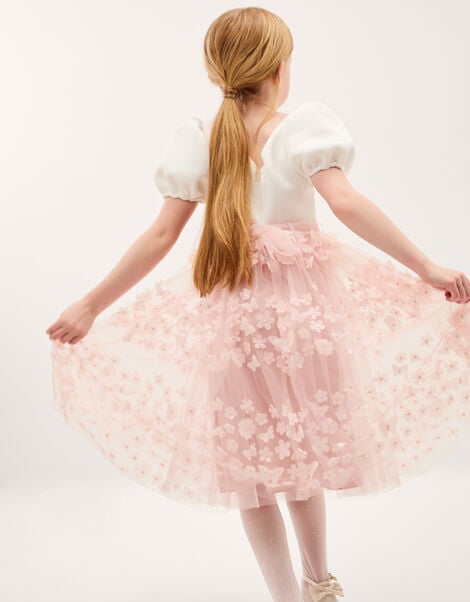 Laura Appliqu&eacute; Flower Scuba Dress, Pink (DUSKY PINK), large