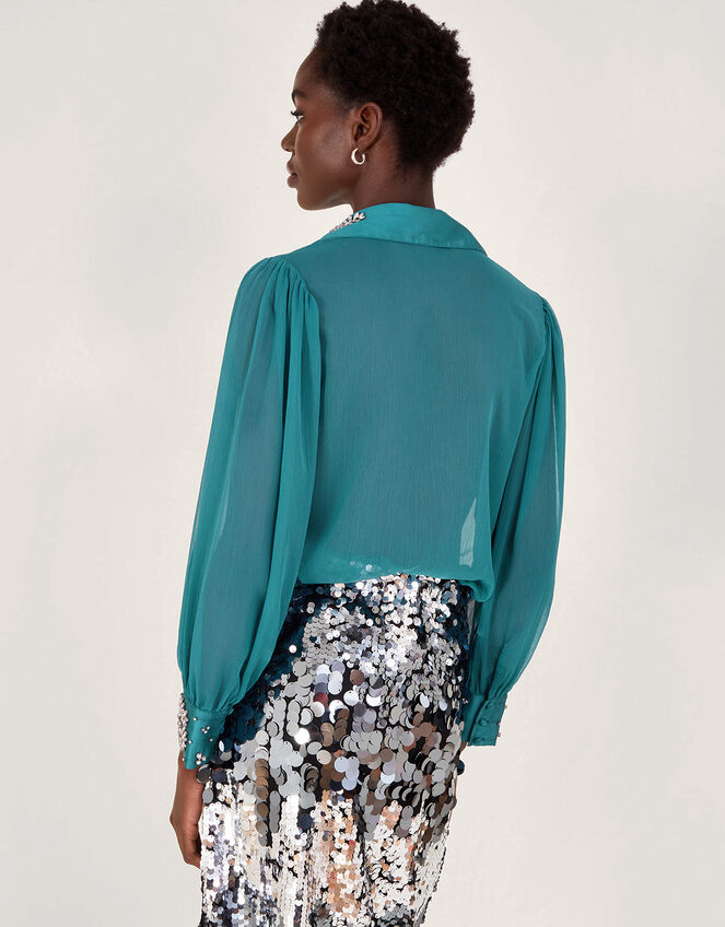 Lorenna Embellished Blouse, Teal (TEAL), large