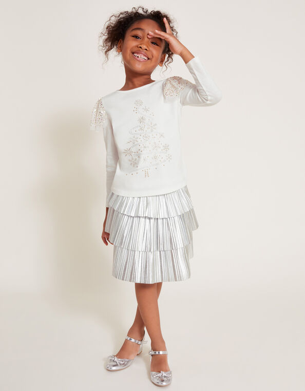 Metallic Ruffle Skirt, Silver (SILVER), large