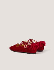 Velvet Bow Mary Jane Ballet Flats, Red (RED), large