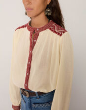 Maison Hotel Charlotte Embroidered Blouse, White (WHITE), large